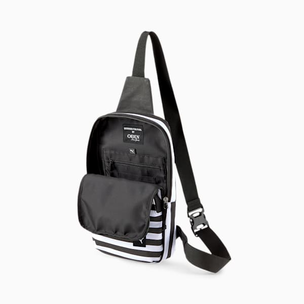PUMA x ODIN Crossbody Bag, Puma White-Puma Black-Stripes, extralarge