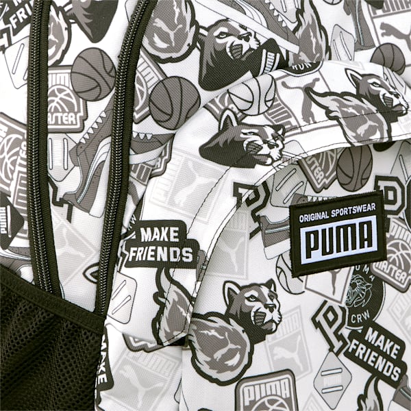 PUMA Academy Backpack, Puma White-Puma Black-Archive AOP, extralarge