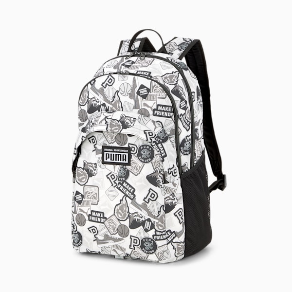 PUMA Academy Backpack, Puma White-Puma Black-Archive AOP, extralarge