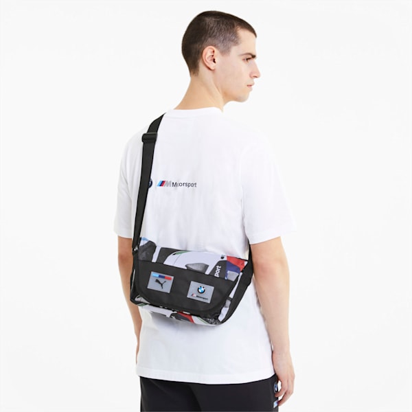 BMW M Motorsport Street Mini Messenger Bag, Puma Black, extralarge