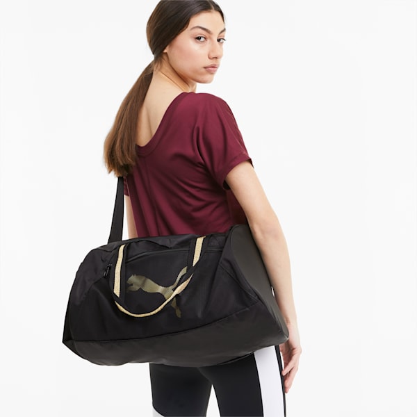 Essentials Barrel Bag, Puma Black-Bright Gold, extralarge