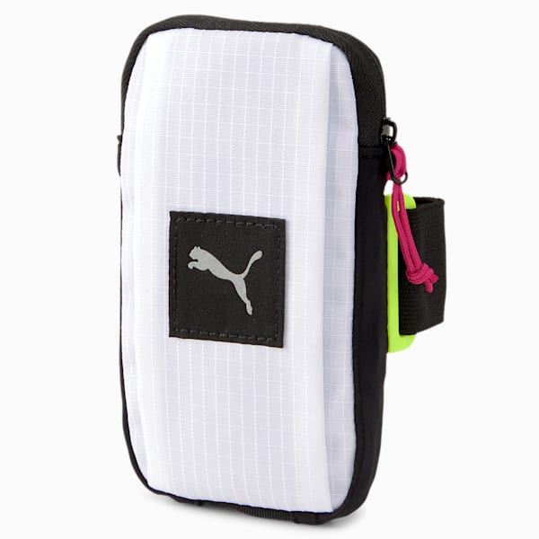 PR Women's Running Arm Pocket, Puma White-Fizzy Yellow-Glowing Pink, extralarge