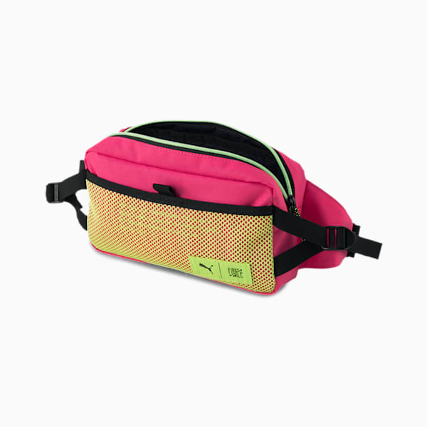 PUMA x FIRST MILE Waist Bag, Puma Black-Glowing Pink-Fizzy Yellow, extralarge