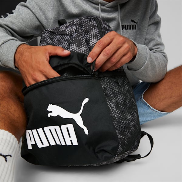 Phase Printed Unisex Backpack, Puma Black-DOT AOP, extralarge-IND