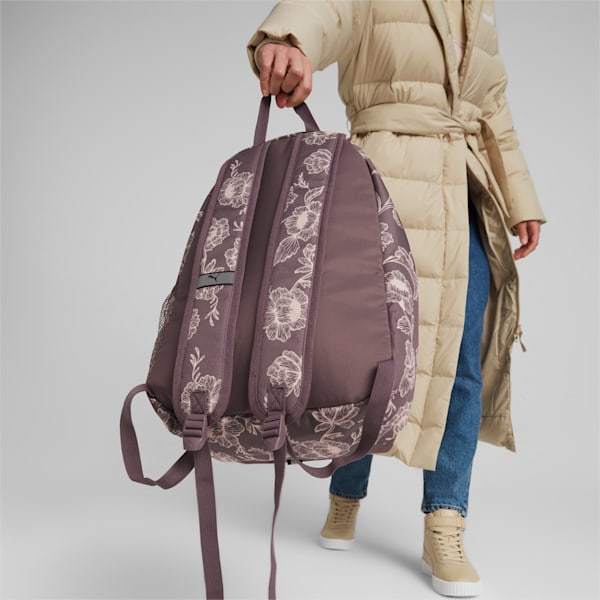 Phase Printed Unisex Backpack, Dusty Plum-FLOWER AOP, extralarge-IND