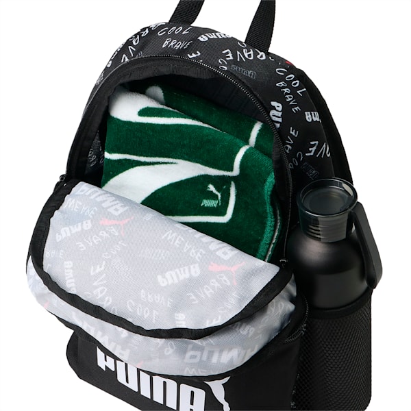 キッズ プーマ フェイズ スモール バックパック 13L, PUMA Black-AOP, extralarge-JPN