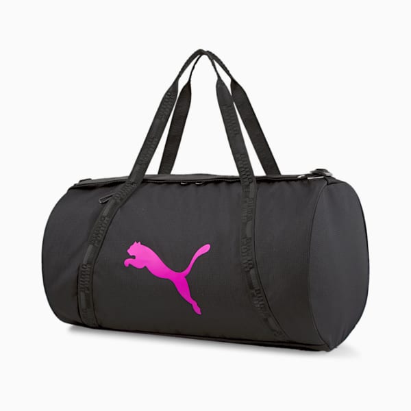 Essentials Women's Training Barrel Bag, Puma Black-Deep Orchid, extralarge