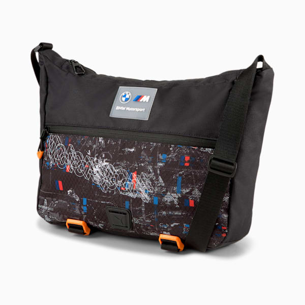 BMW M Motorsport Street Mini Messenger Bag, Puma Black, extralarge