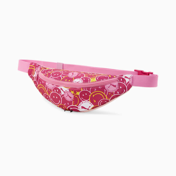 PUMA x SMILEYWORLD Kids' Waist Bag, Festival Fuchsia-AOP, extralarge