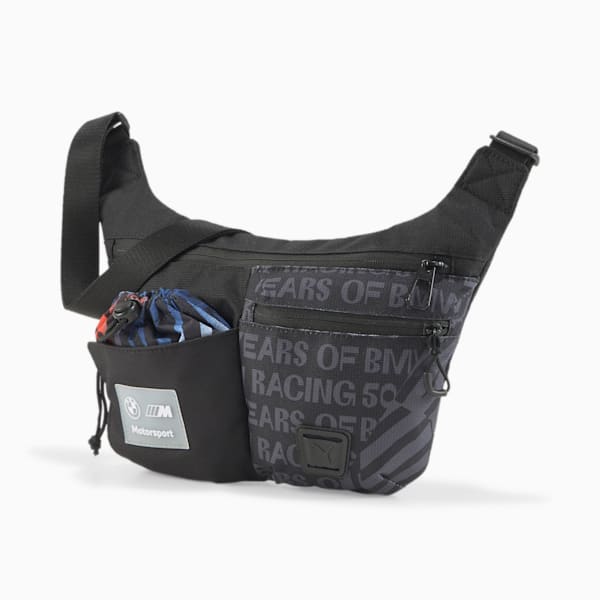 BMW M Motorsport Statement Small Messenger Bag, Puma Black-AOP, extralarge