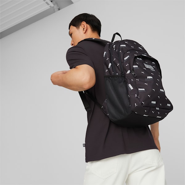 PUMA Academy Unisex Backpack, PUMA Black-POWER LOGO AOP, extralarge-IND