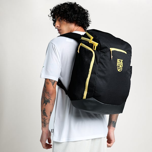 Basketball Pro Backpack, PUMA Black-Sunny Yellow, extralarge-IND
