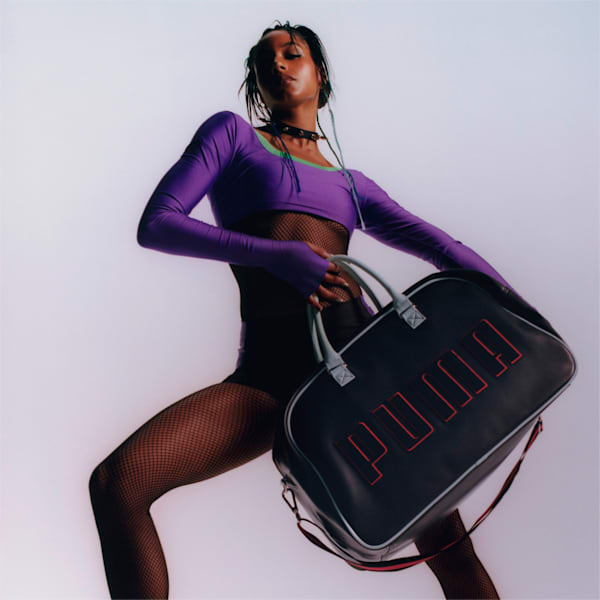 PUMA x DUA LIPA Grip Bag, Puma Black-Poppy Red-Light Aqua, extralarge