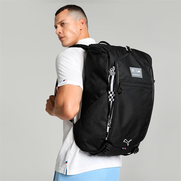 BMW M Motorsport Statement Unisex Backpack, PUMA Black-AOP, extralarge-IND