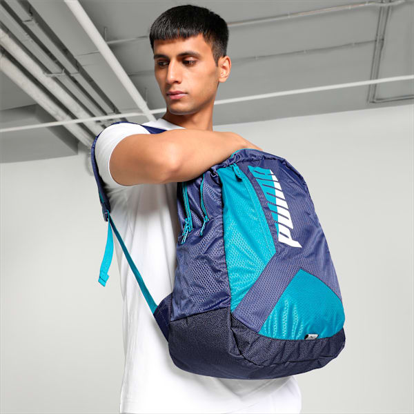 Colorblock School Backpack, Blazing Blue-Deep Aqua, extralarge-IND