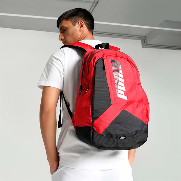 Colorblock School Backpack, Burnt Red-PUMA Black, extralarge-IND