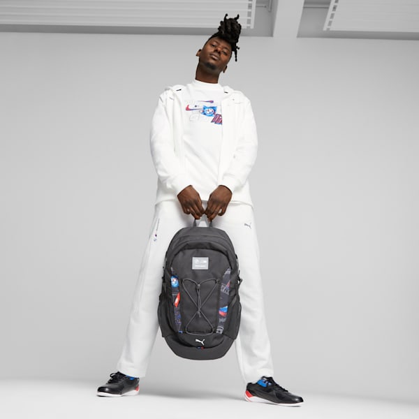 BMW M Motorsport Statement Unisex Backpack, PUMA Black-AOP, extralarge-IND