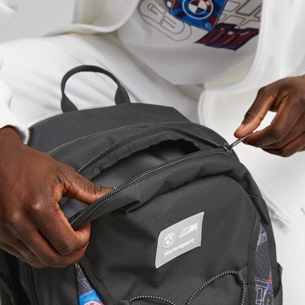 BMW M Motorsport Statement Unisex Backpack, PUMA Black-AOP, extralarge-IND