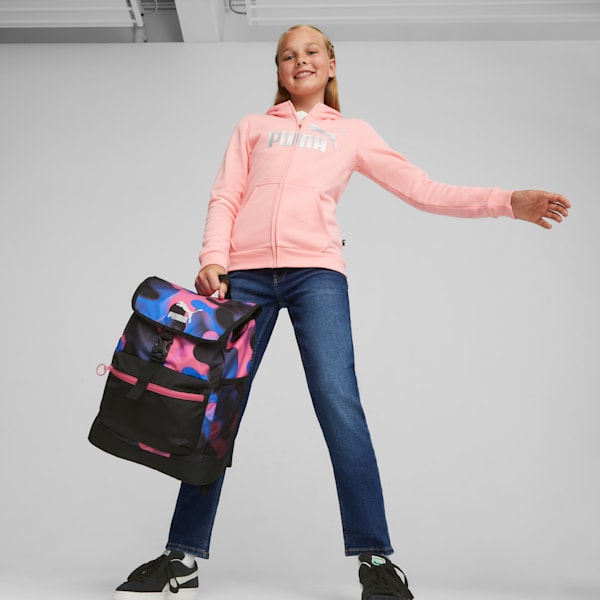 Mochila Cosmic Girl para jóvenes, PUMA Black-Glowing Pink, extralarge