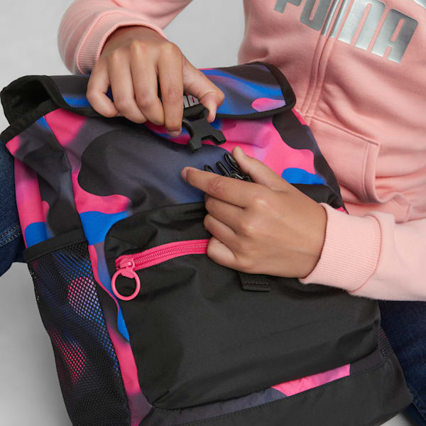 Mochila Cosmic Girl para jóvenes, PUMA Black-Glowing Pink, extralarge