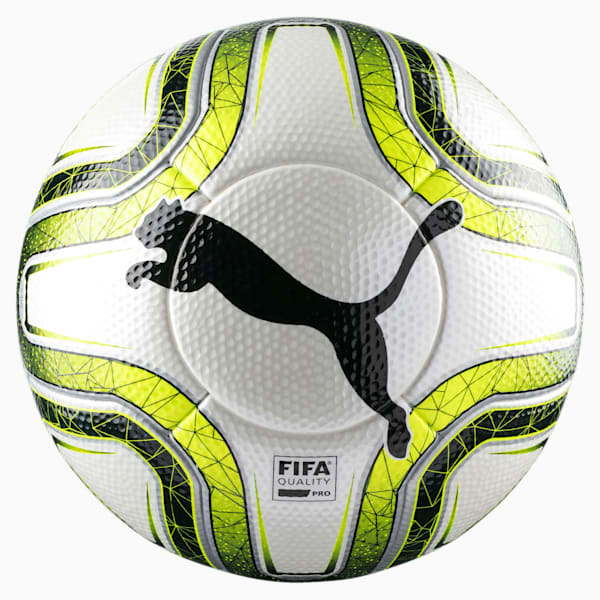 FINAL 1 Statement FIFA Q Pro Match Soccer, Puma White-Lemon Tonic-Puma Black, extralarge