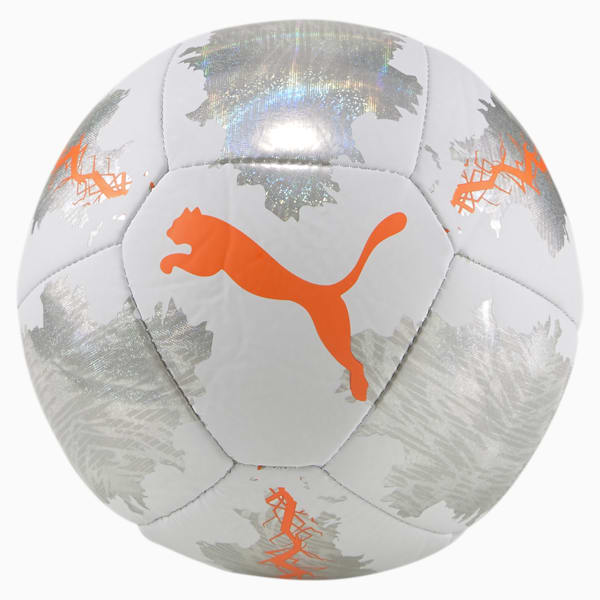 Mini pelota de fútbol PUMA Spin , Puma White-Shocking Orange-Vaporous Gray, extralarge