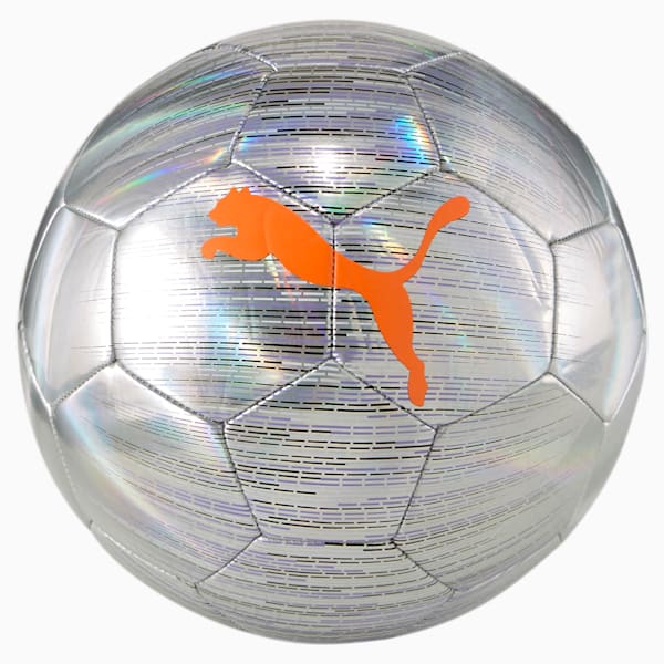 PUMA Trace Training Ball, Puma Silver-Shocking Orange-Puma Black-Luminous Purple, extralarge