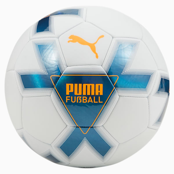Balón de fútbol de entrenamiento Cage, Metallic Blue-Puma White-Fluo Orange, extralarge