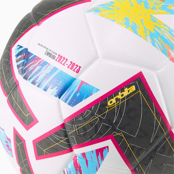 Balón de fútbol Orbita La Liga 1 FIFA Quality, Puma White-Beetroot Purple-Blue Atoll, extralarge