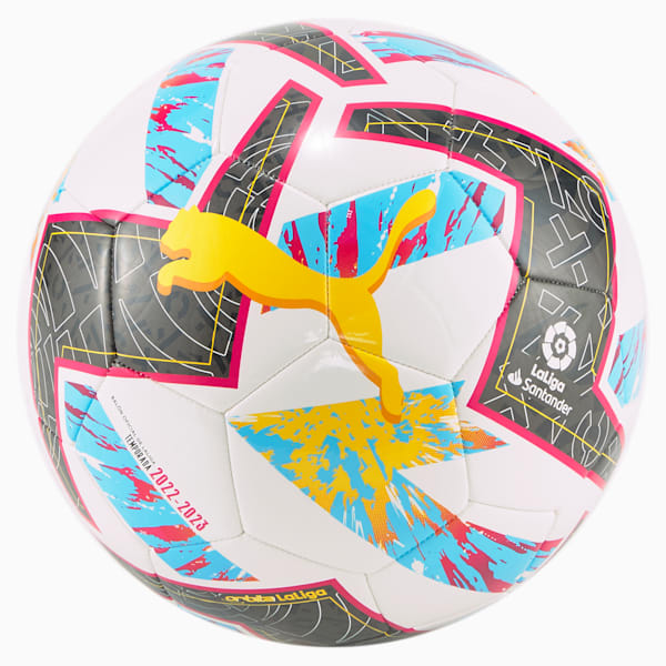 Balón de fútbol Orbita La Liga 1 MS, Puma White-Beetroot Purple-Blue Atoll, extralarge