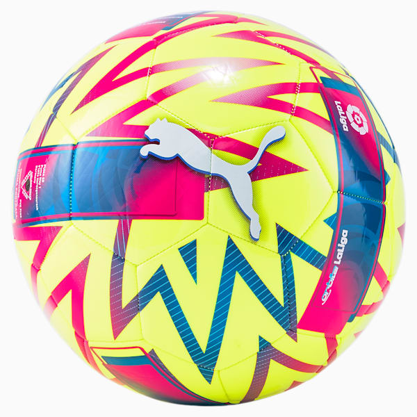 Balón de fútbol Orbita La Liga 1 MS, Lemon Tonic-Beetroot Purple-Blue Atoll, extralarge