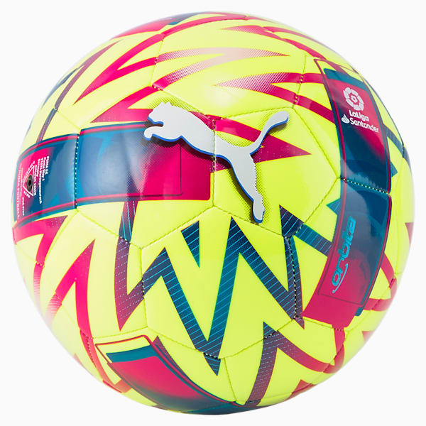 Minibalón de fútbol Orbita La Liga 1 MS, Lemon Tonic-Beetroot Purple-Blue Atoll, extralarge