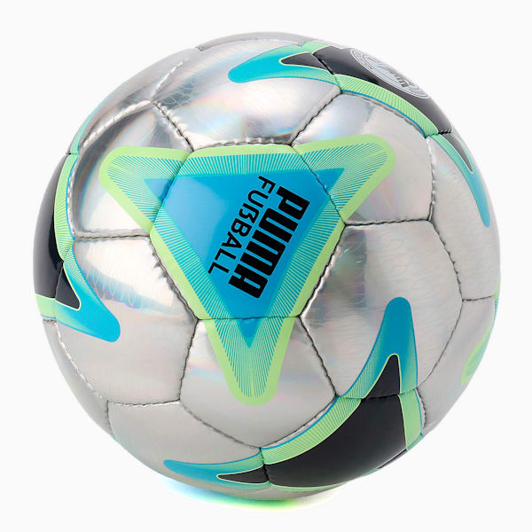 ユニセックス プーマ ストリート トレーニング サッカー ボール, Metallic Silver-Fizzy Light-Blue Glimmer, extralarge-JPN