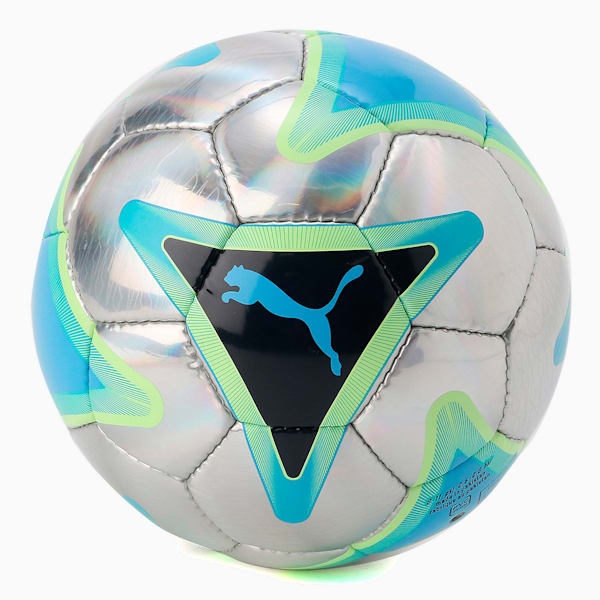 ユニセックス プーマ ストリート トレーニング サッカー ボール, Metallic Silver-Fizzy Light-Blue Glimmer, extralarge-JPN