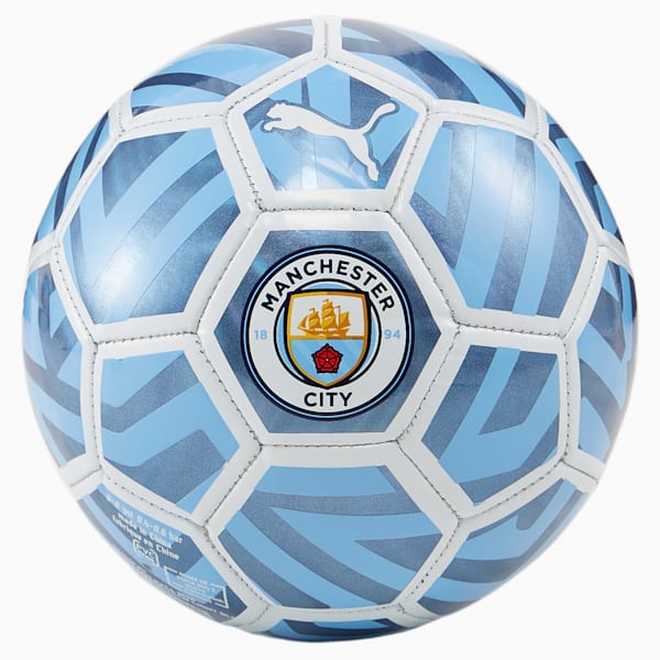 Mini Balón de fútbol para aficionados del Manchester City, PUMA White-Team Light Blue, extralarge