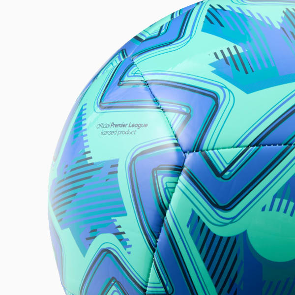 PUMA Orbita Play Premier League Brilliance Football, Electric Peppermint-Mountain Blue-PUMA Black, extralarge