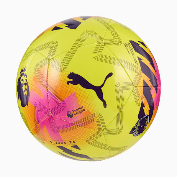 Yellow PUMA football with Premier League graphics and a black Puma logo.
