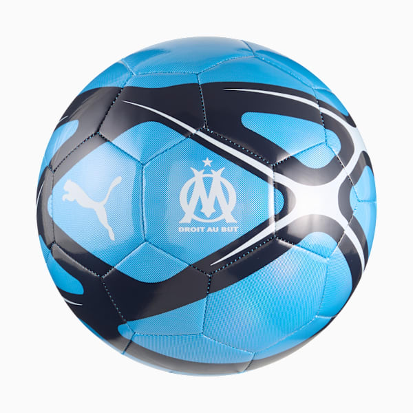 Blue PUMA football with black and white accents, featuring team logo and brand emblem.