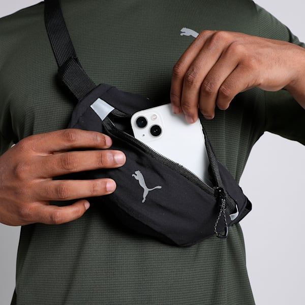 PR Classic Unisex Running Waist Bag, Puma Black, extralarge-IND