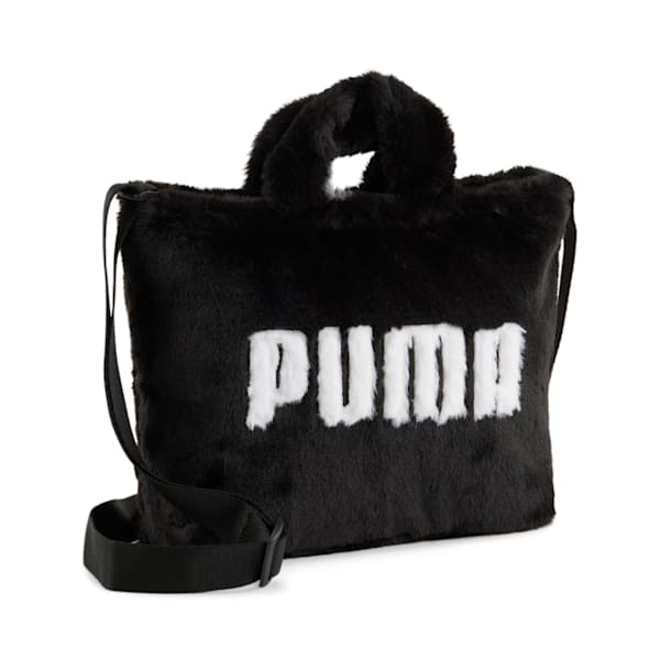 ウィメンズ ファー ミニ トートバッグ, PUMA Black, extralarge-JPN