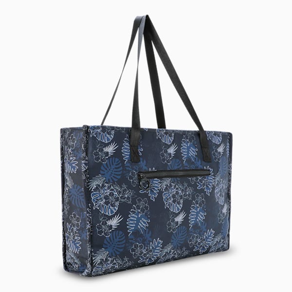 Tropical Print Women's Tote Bag, PUMA Black-AOP, extralarge-IND