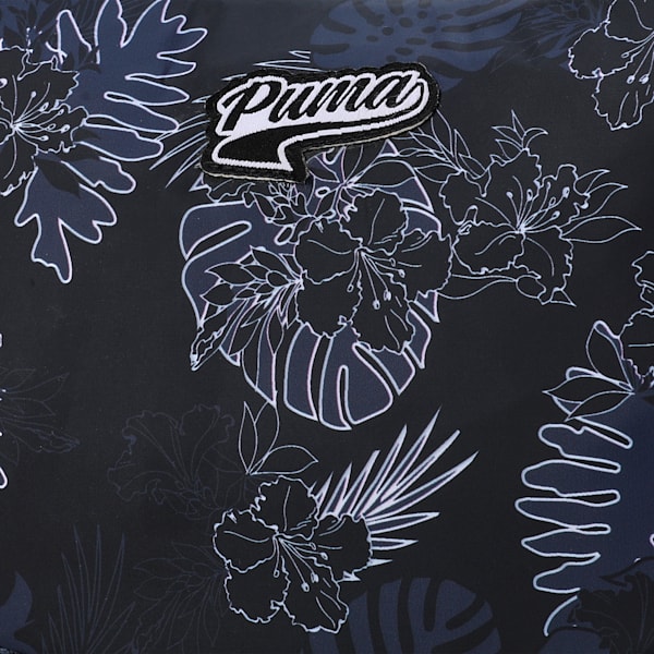 Tropical Print Women's Shoulder Bag, PUMA Black-AOP, extralarge-IND