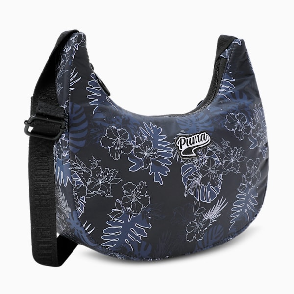 PUMA Tropical Print Women's Shoulder Bag, PUMA Black-AOP, extralarge-IND