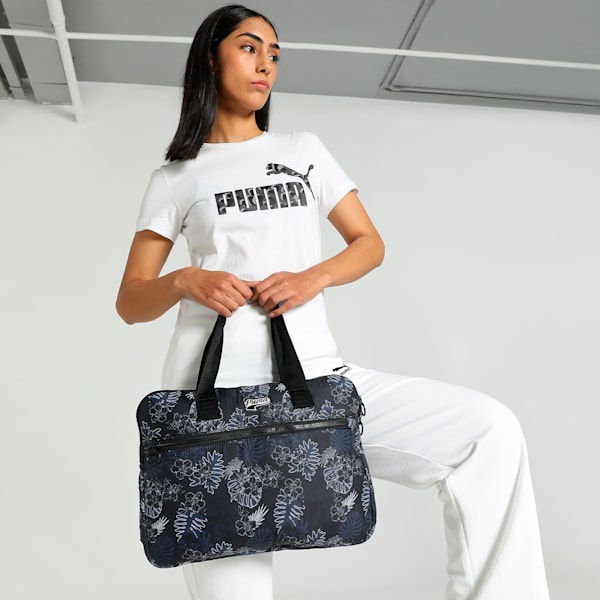 Tropical Print Women's Laptop Bag, PUMA Black-AOP, extralarge-IND