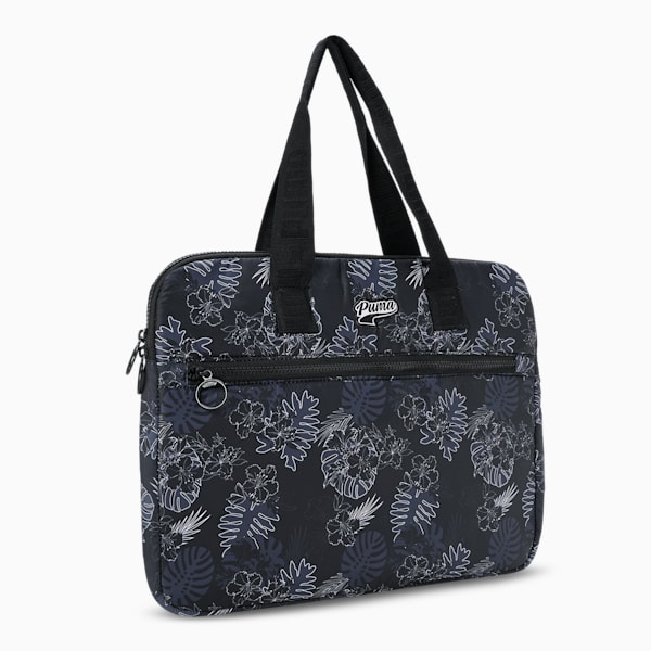 Tropical Print Women's Laptop Bag, PUMA Black-AOP, extralarge-IND