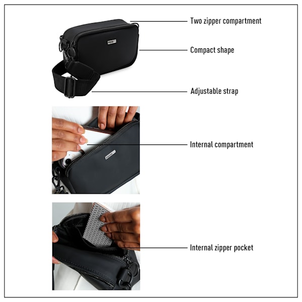 Women's Premium Cross Body Bag, PUMA Black, extralarge-IND