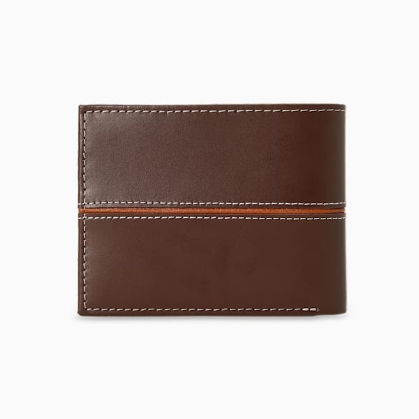 Leather Stripe Bi-Fold Wallet, Chocolate, extralarge-IND
