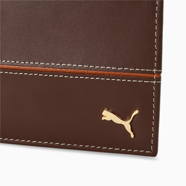 Leather Stripe Bi-Fold Wallet, Chocolate, extralarge-IND