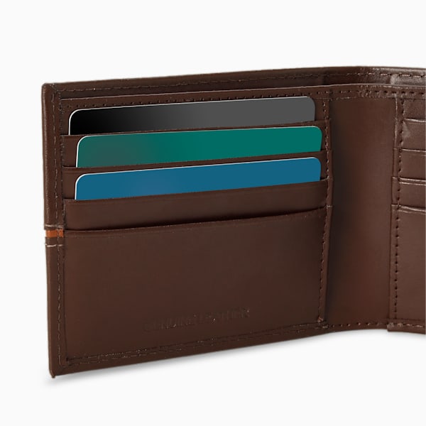 Leather Stripe Bi-Fold Wallet, Chocolate, extralarge-IND
