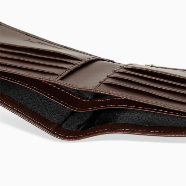 Leather Stripe Bi-Fold Wallet, Chocolate, extralarge-IND